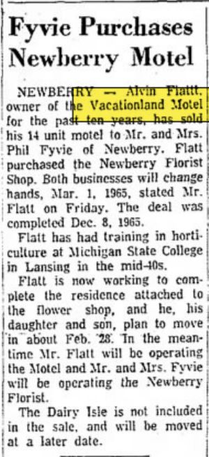 Vacationland Motel (Carousel Motel) - Dec 1964 Article (newer photo)
